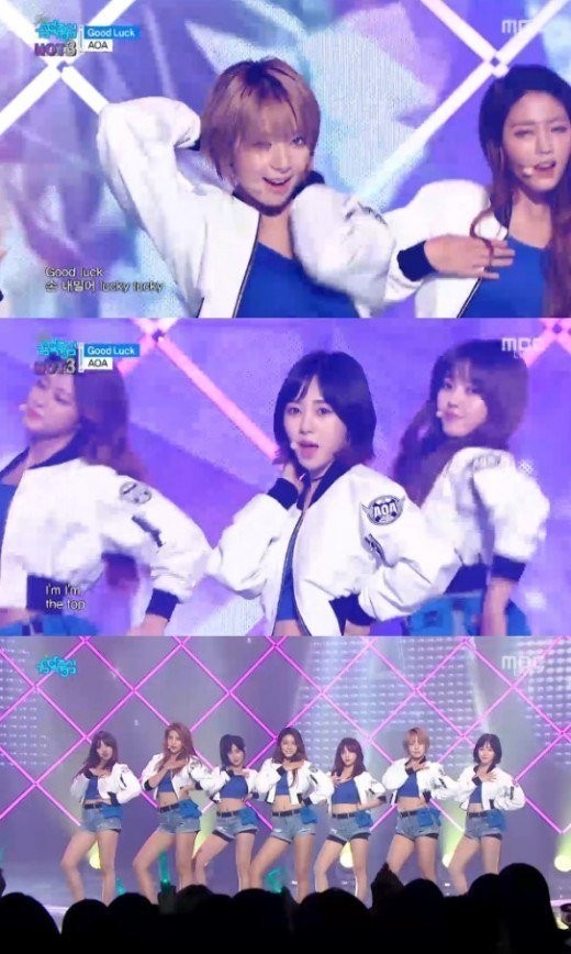 AOA在MBC《Show！音乐中心》中热唱了新曲“Good Luck”