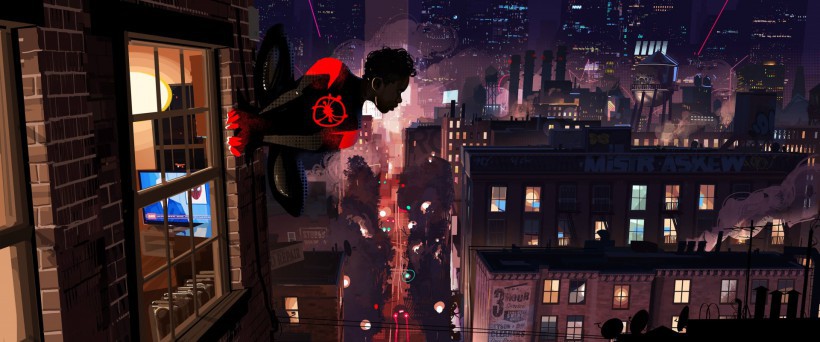 《蜘蛛侠：平行宇宙》设计师绘制场景原画和角色设定图：视觉风格独特