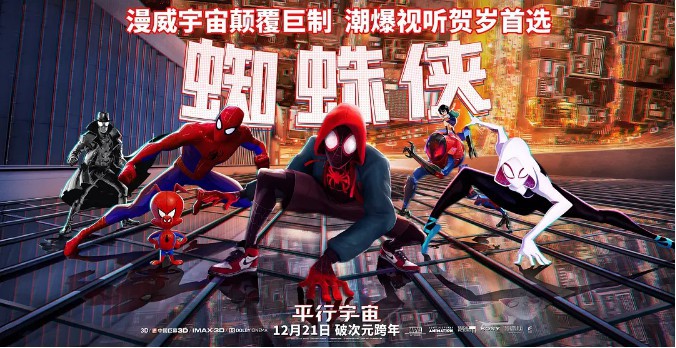 《蜘蛛侠：平行宇宙》上映两天票房破1亿：官方发布海报庆祝票房大卖