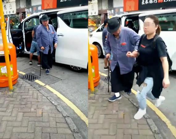 网友爆料称在街上偶遇67岁洪金宝：他手里拄着拐杖，身边还有助理照顾