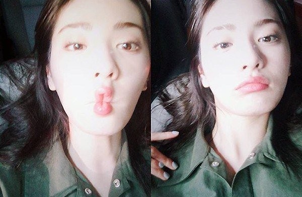 今天NaNa通过instagram上传了搞笑自拍照