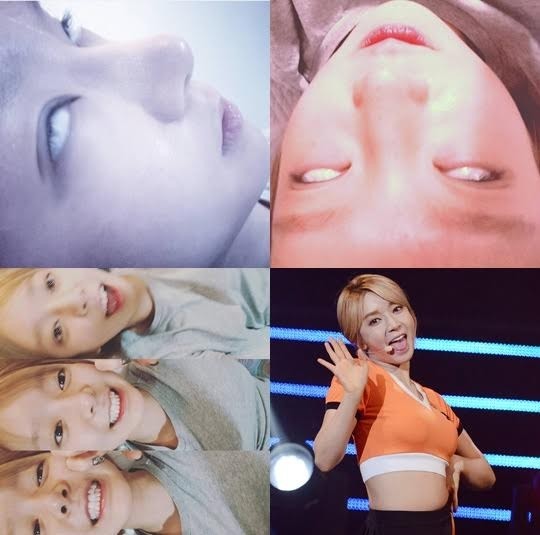 韩国女团AOA成员草娥上传了两张翻白眼的照片