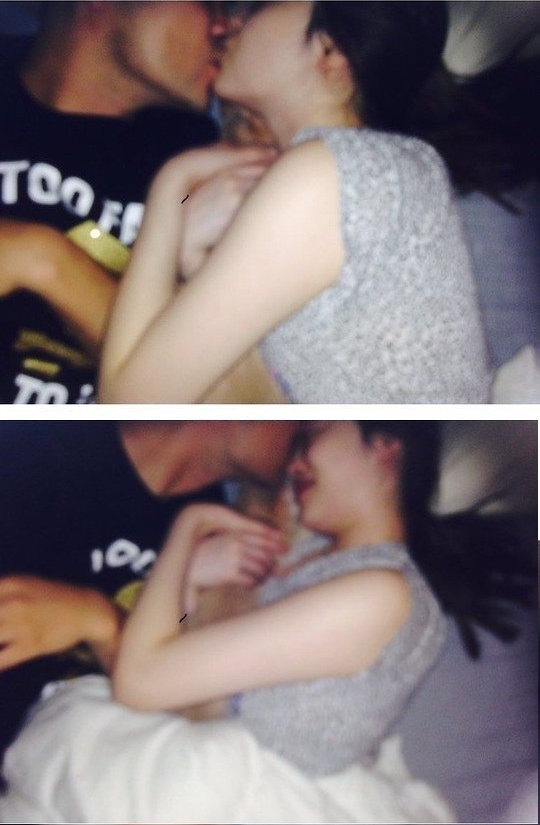 雪莉公开了与崔子躺卧床上的亲吻照引争议