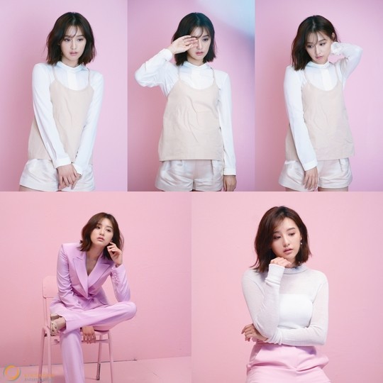 艺人金智媛为杂志《singles》拍摄写真 变身"粉红小公主"