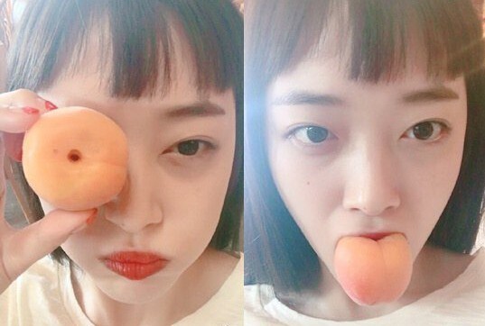 雪莉公开名为"桃子少女"的自拍照 吸引了大家的关注