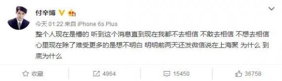 付辛博听到这个消息直到现在都不去相信