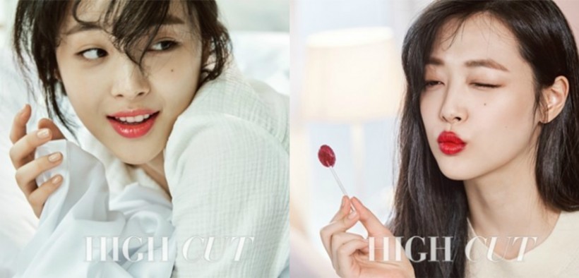 Sulli为《HIGH CUT》杂志拍摄了一租美妆写真