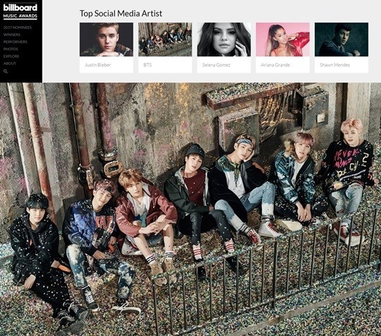 男团防弹少年团於美国Billboard Social50榜上