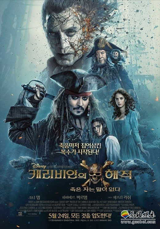 电影《加勒比海盗5》登陆韩国至今已连续六天蝉联了票房冠军