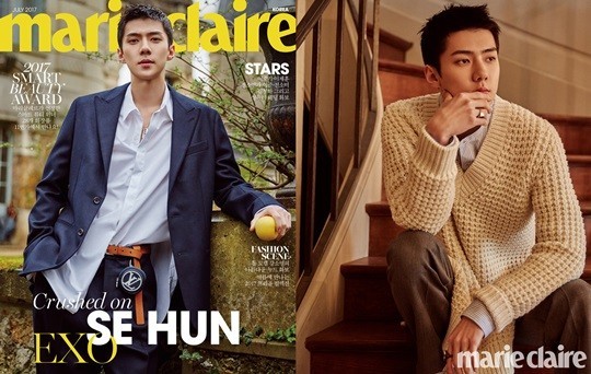 EXO 世勋登上顶级时尚杂志之一的marie claire(嘉人杂志)七月号封面