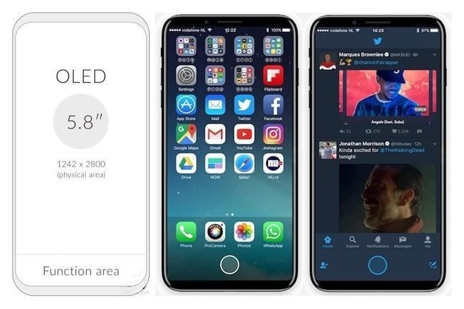 身材差距大，苹果iPhone8＆三星Note8前面板对比