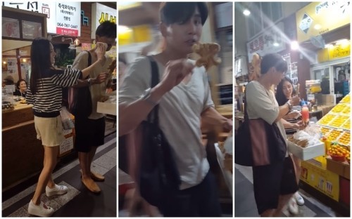 秋瓷炫于晓光一起逛路边摊  投喂不停夫妻二人看起来十足甜蜜