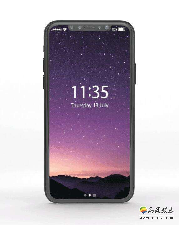 苹果iPhone 8外观确认(正面“刘海”设计)，支持面部识别Face ID