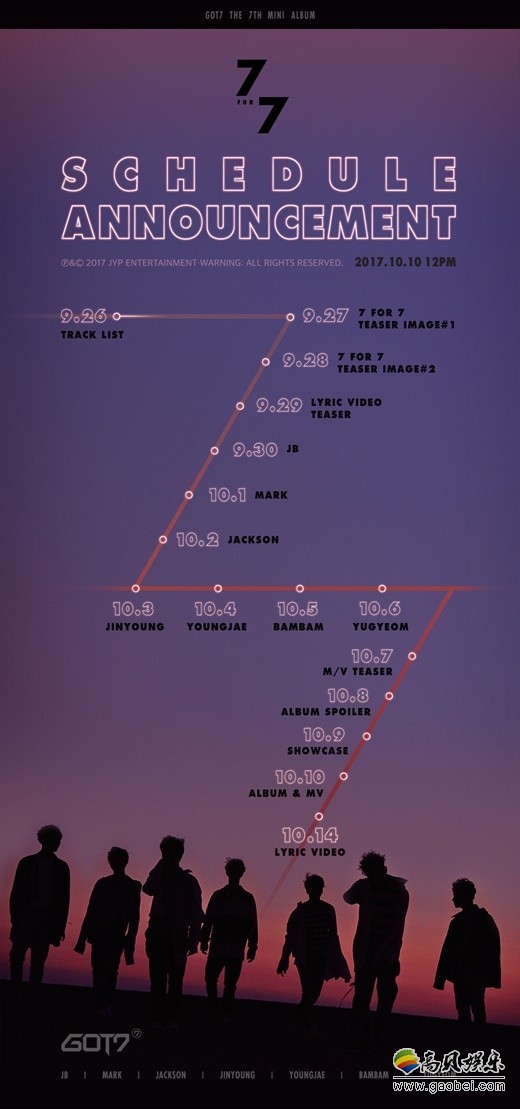 GOT7将于10月10日携新专辑回归   回归日程25日正式公开