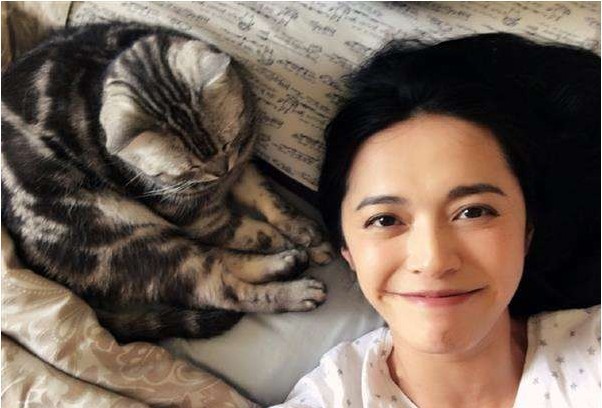 姚晨素颜出镜与猫咪亲密贴脸：皮肤白嫩，眼神慵懒可爱