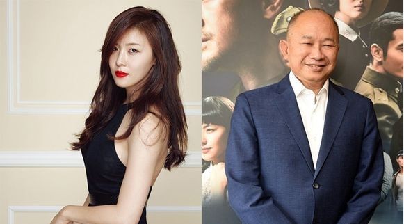 韩国女演员河智苑＆吴宇森导演合影：秒变小迷妹