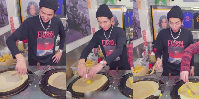 吴亦凡录制外国美食节目：摊煎饼果子，很可爱