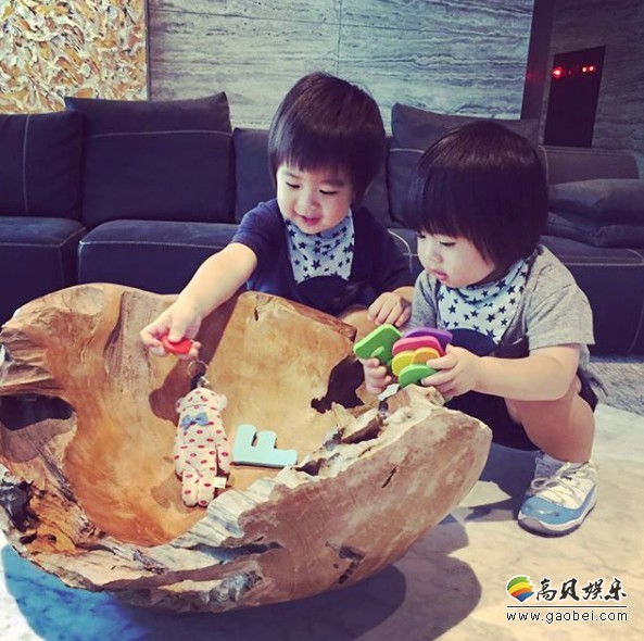 林志颖妻子陈若仪分享双胞胎儿子萌照：自拍软件小狗形象萌化