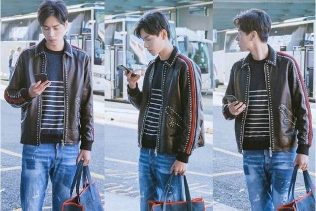 胡一天抵达米兰时装周：造型清爽“男友风”路边玩手机侧颜杀