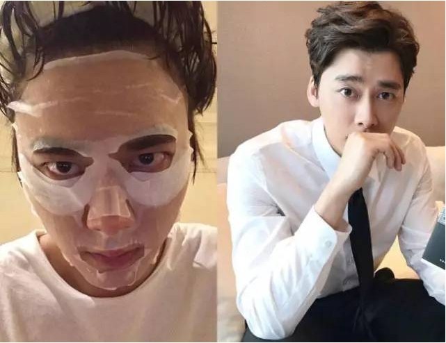 李易峰晒敷面膜自拍照：脸上敷有一层白白的面膜，亮点却在头发上