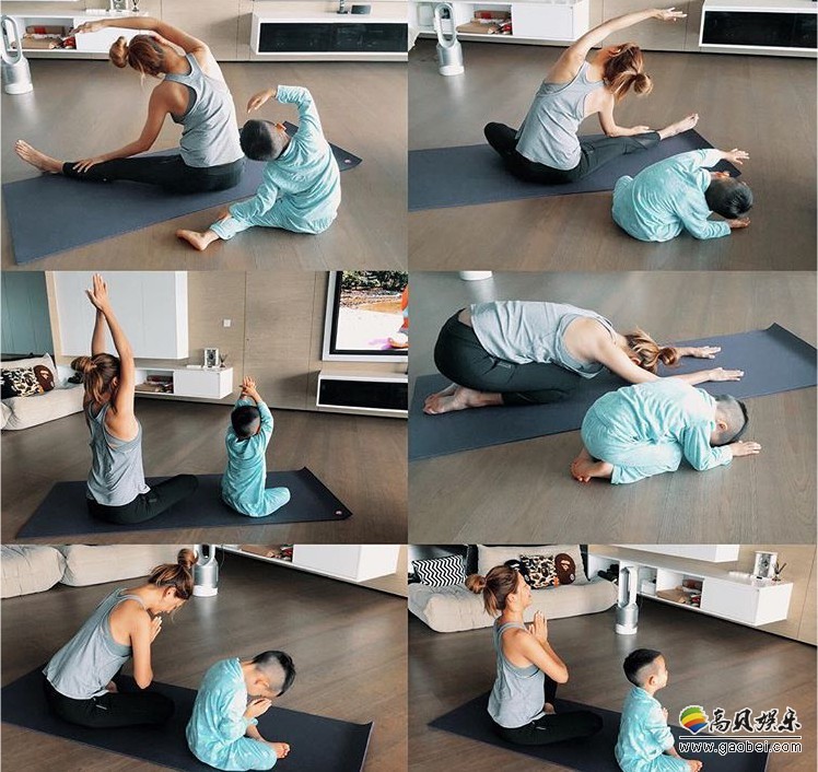 应采儿晒出与儿子Jasper练瑜伽图：母子二人动作一致！画面萌翻众人