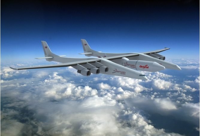 世界上最大的飞机Stratolaunch：双机身设计！长达117米机翼横跨机场