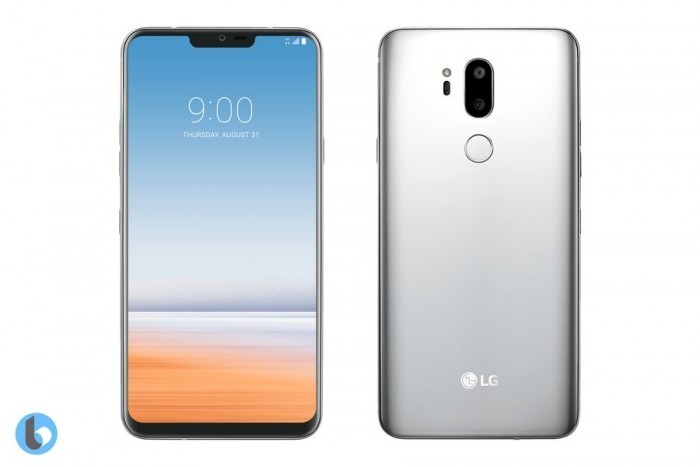 LG G7工业设计采用了“刘海式”异形全面屏的语言：屏幕比例19.5：9