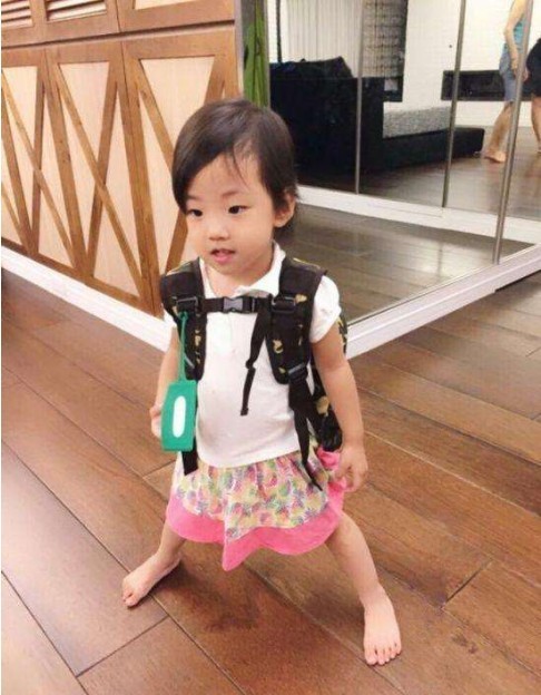 刘畊宏小女儿姗姗近照曝光：身穿紫色毛衣，拖着小行李箱，乖巧可爱
