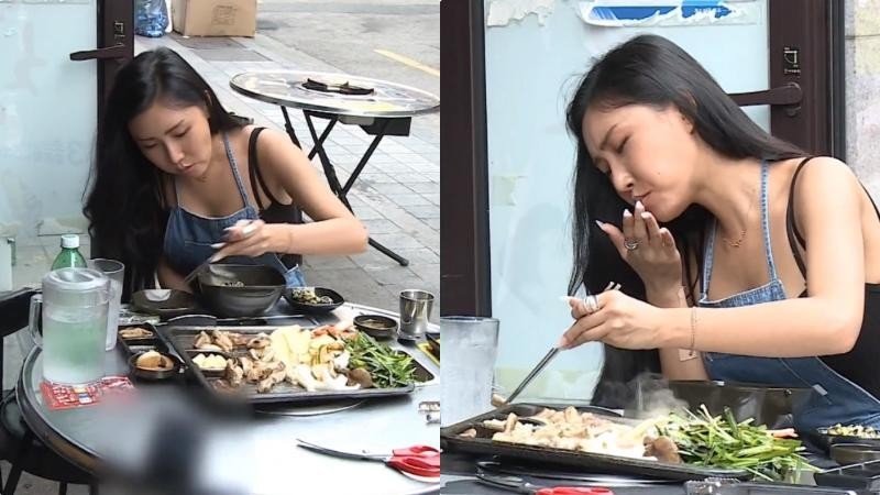 华莎最近在真人秀中路边烤牛肠吃播一时间成为热议焦点