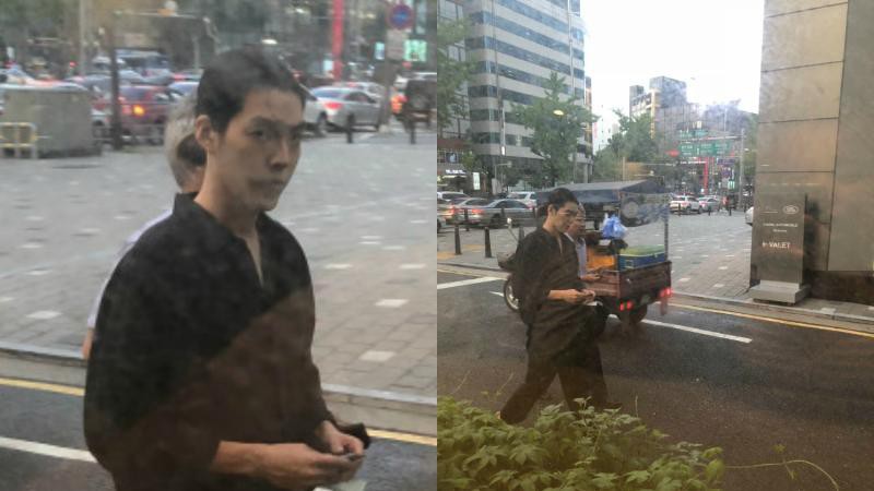 网友偶遇金宇彬  一身黑装示人头发长到可以扎小辫子