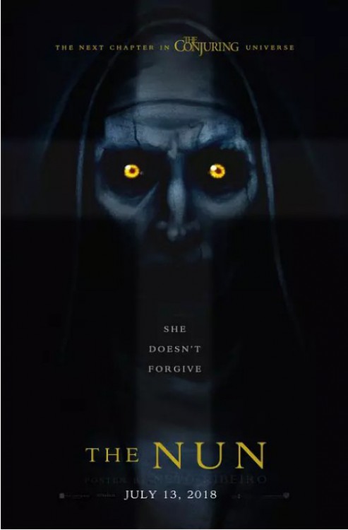 恐怖电影《修女》官方公布新海报:大教堂墙面变成巨大的恶魔面容