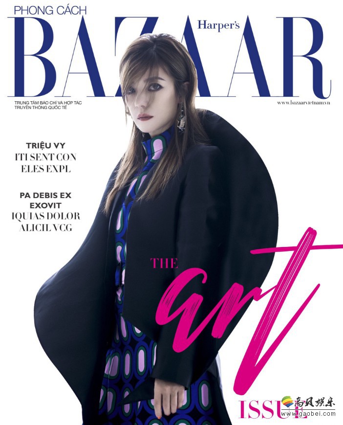 赵薇登上越南版Bazaar2019开年封面：黑色复古风眼线搭配黑色羽毛装