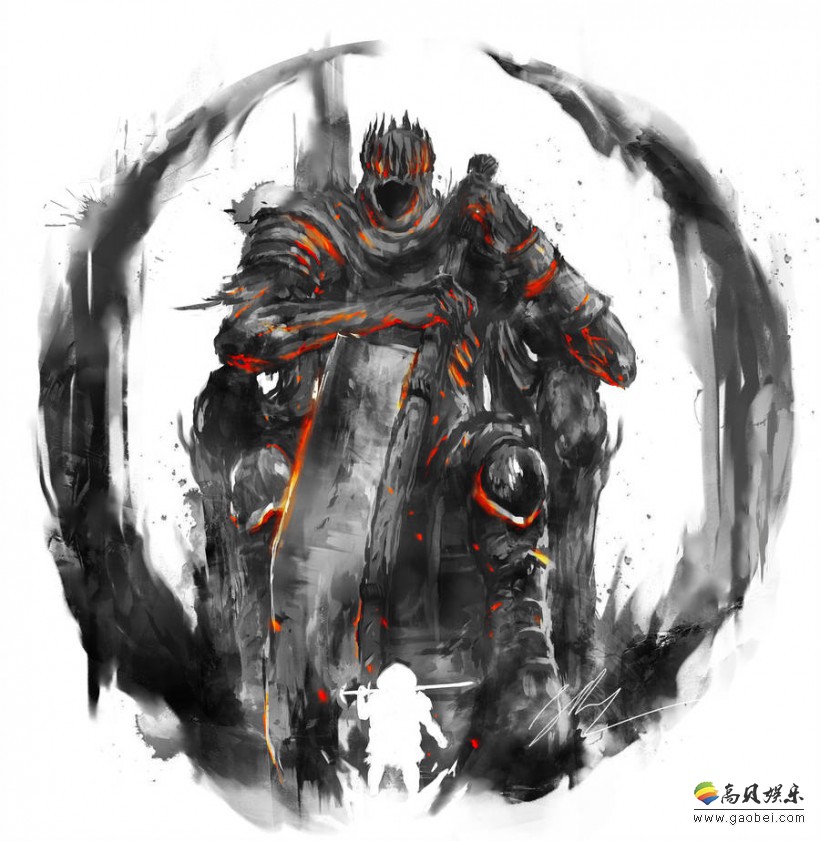 大触画师将《黑暗之魂》游戏人物与水墨画风相结合：产生一种独特的美感
