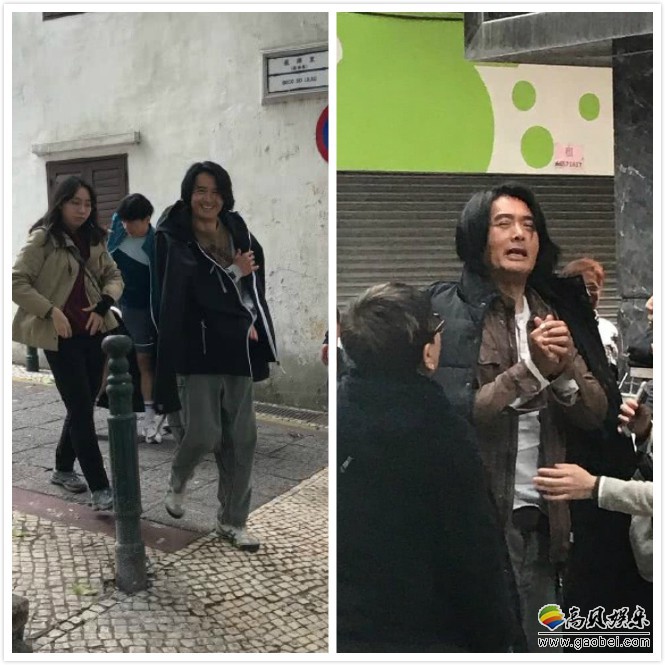 网友澳门偶遇正在拍摄新片的周润发：发哥中长发留着中分造型痞帅复古