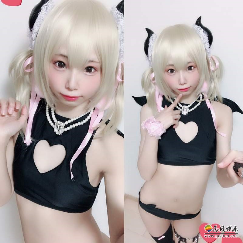 日本COSER姫宫まほれ设计小恶魔内衣拍摄主题写真：贫乳小恶魔杀伤力