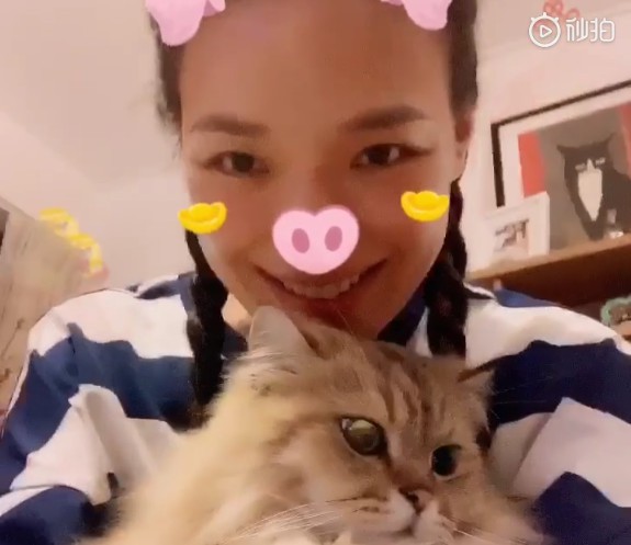 舒淇微博晒出小视频：扎麻花辫，怀抱爱猫，送上新春祝福！可爱又俏丽