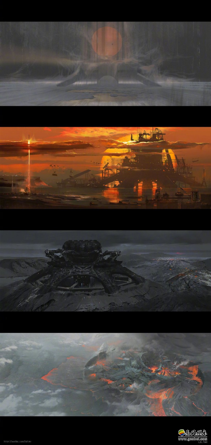 电影美术概念设计师晒出部分流浪地球概念设计稿恢宏冰原场景
