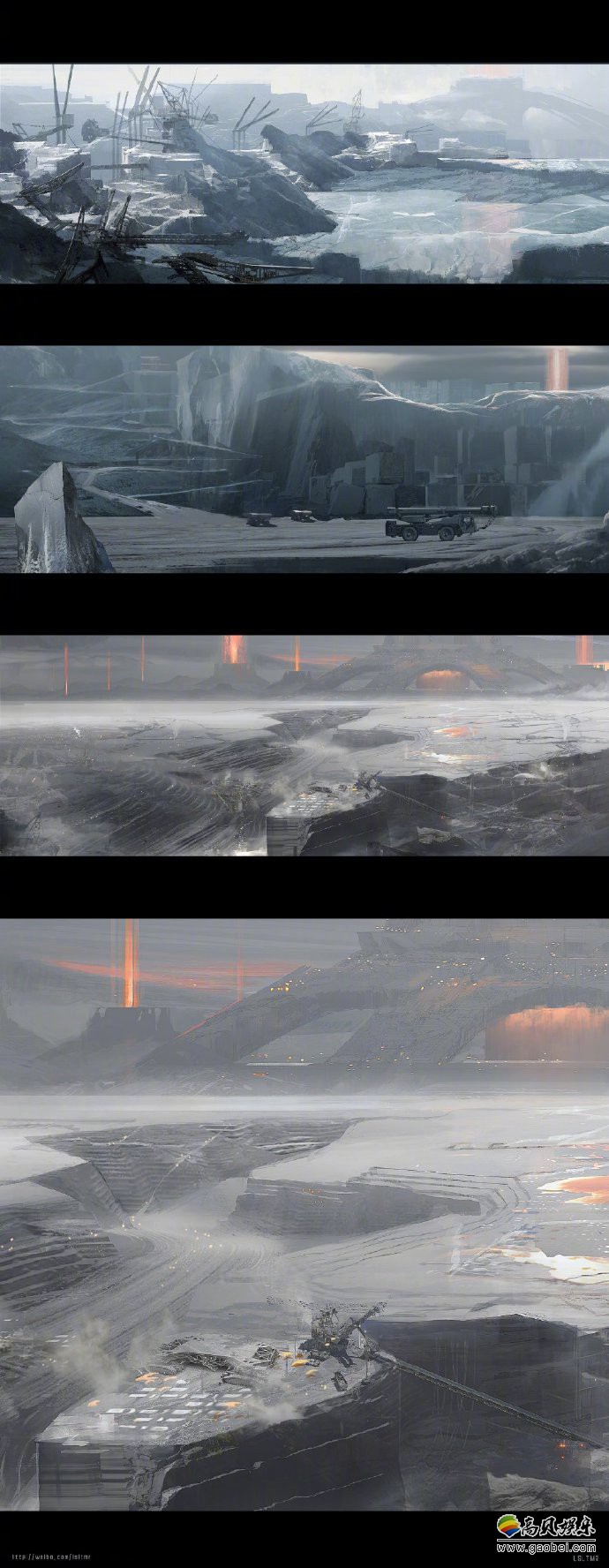 电影美术概念设计师晒出部分流浪地球概念设计稿恢宏冰原场景