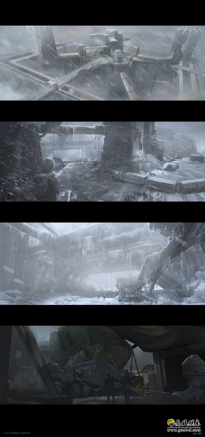 电影美术概念设计师晒出部分流浪地球概念设计稿恢宏冰原场景