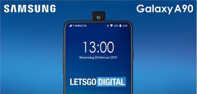 外媒制作三星Galaxy A90手机渲染图：弹出式摄像头，并会搭载屏幕指纹