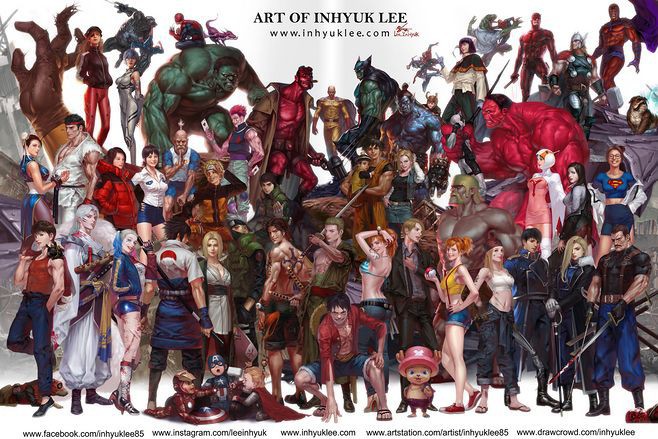 韩国知名画师绘制融合日本与欧美二次元同人作品：年度动漫人物合集系列