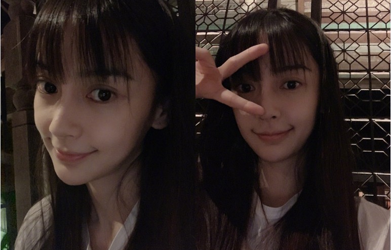 Angelababy微博晒出自拍照：素颜出镜大眼灵动，长发柔顺，清新似少女