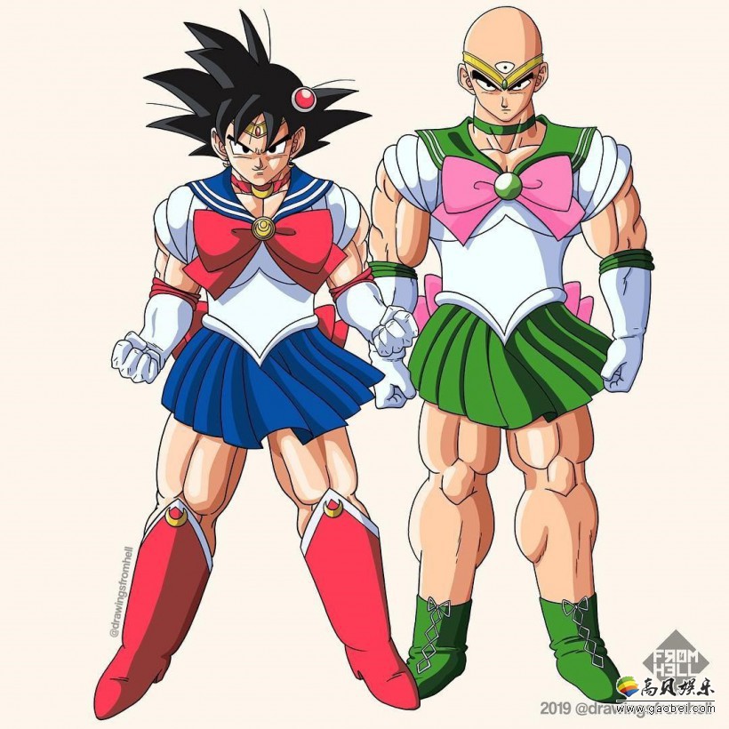 国外插画家脑洞大开：将《七龙珠》《美少女战士》主要角色服装互换