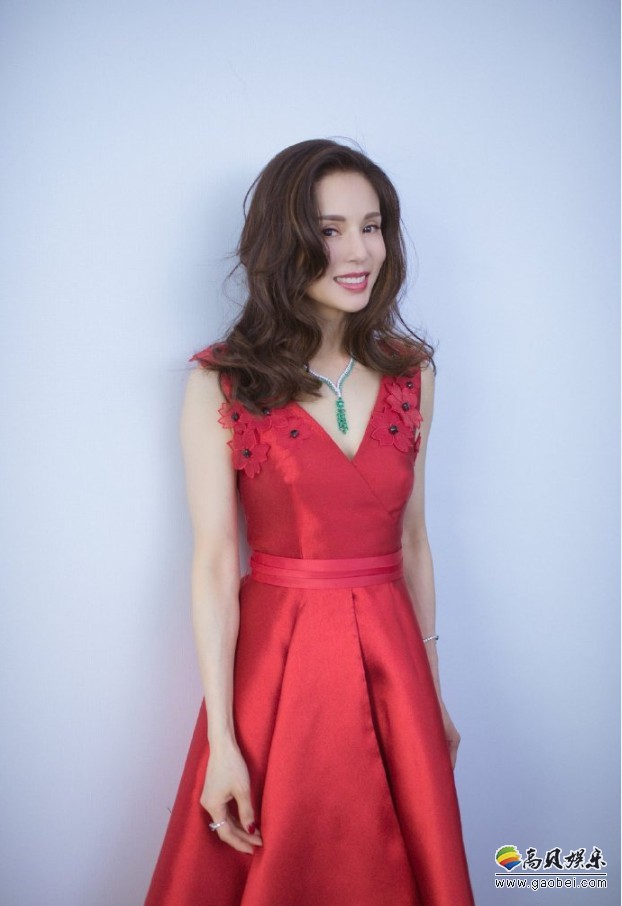 李若彤微博晒出美照：红裙惊艳，搭配长卷发，女人味十足！十分的性感