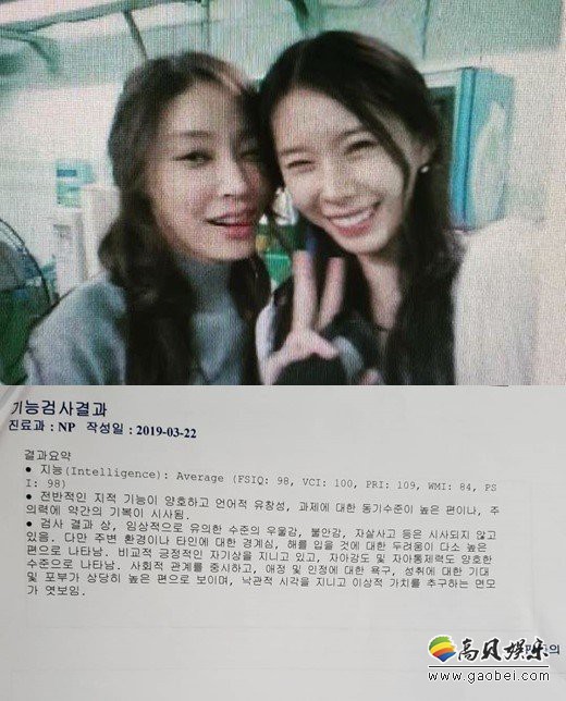 尹智吾进行心理测试的医疗记录证明文件以防止自己“被自杀”