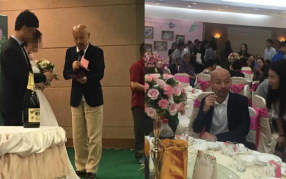 网友晒葛优出席亲戚婚礼做证婚人视频：身穿白色西装！看上去十分认真