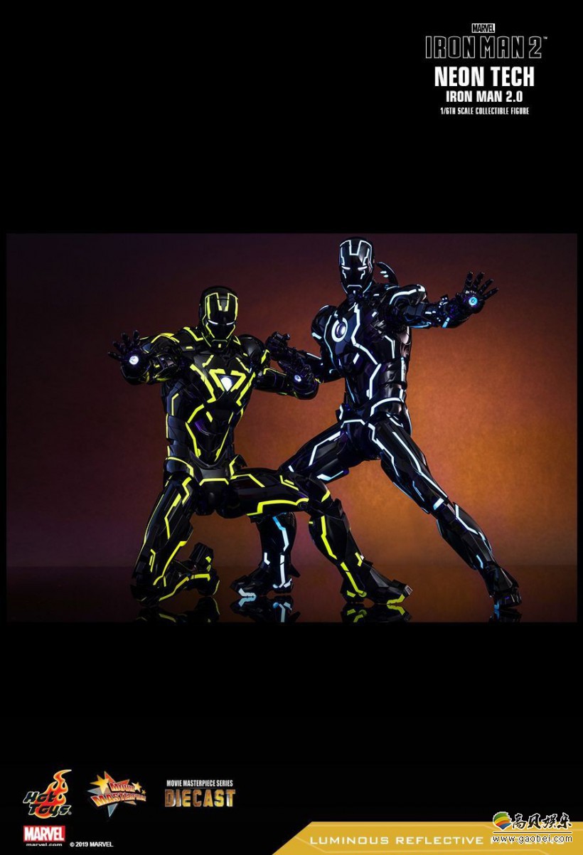 HotToys推出全新霓虹科技版钢铁侠可动玩偶：玩偶灵感来自《钢铁侠2》