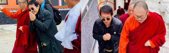 已经56岁的昔日功夫巨星李连杰现身某寺庙虔诚朝拜：与众高僧合影留念