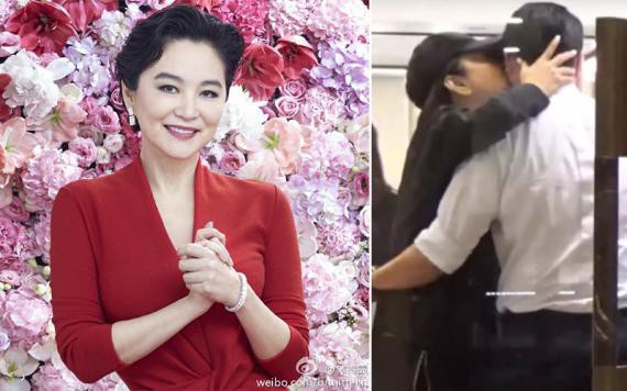 港媒拍到林青霞与闺蜜逛街：名品店内主动亲吻魁梧型男！两人谈笑风生