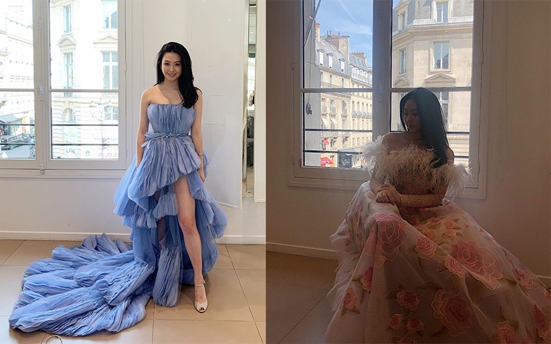 邱淑贞大女儿沈月晒出巴黎名媛舞会试装照片：几套不同造型出场十分惊艳